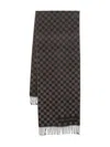 Karl Lagerfeld Checked-pattern Fringed-edges Scarf In Brown