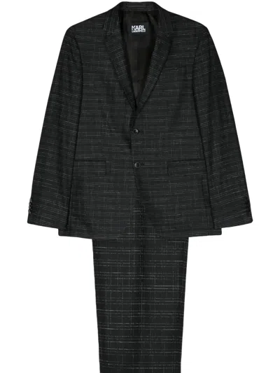 Karl Lagerfeld Checked Single-breasted Suit In Black