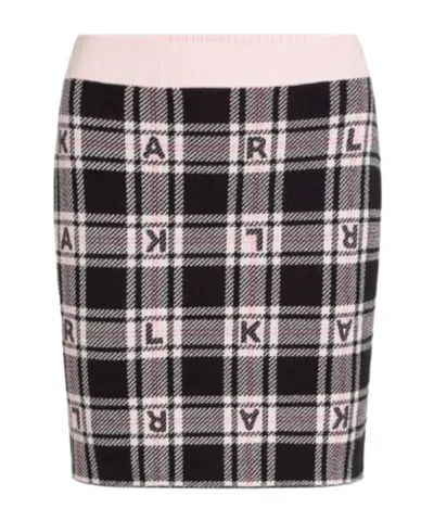 Karl Lagerfeld Checked Skirt In Black