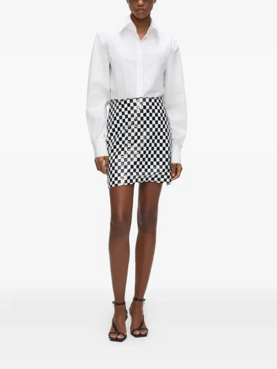 Karl Lagerfeld Checkerboard Sequin Mini Skirt In White