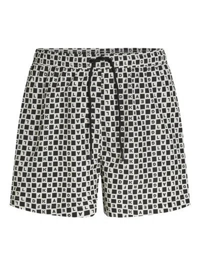 Karl Lagerfeld Checkerboard Swim Shorts In Multi