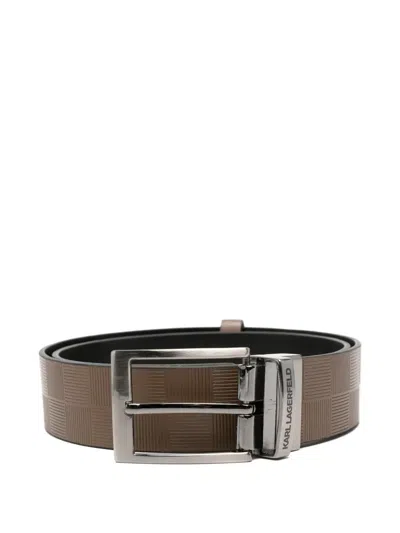 Karl Lagerfeld Check-pattern Belt In Gray