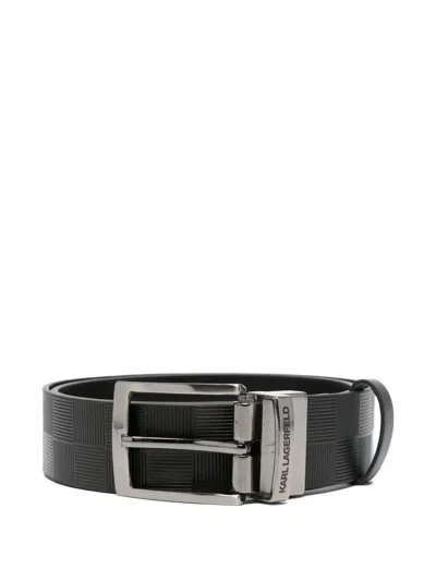 Karl Lagerfeld Check-patterned Belt In Black