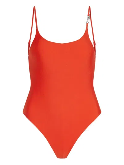 Karl Lagerfeld Cheeky Swimsuit In Orange