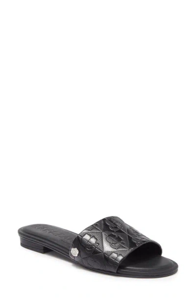 Karl Lagerfeld Chesly Slide Sandal In Black/ Gunmetal