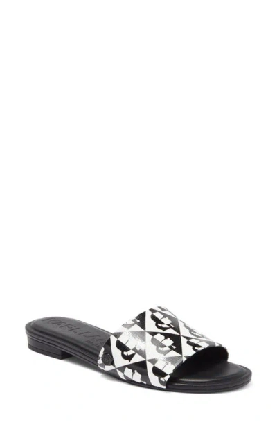 Karl Lagerfeld Chesly Slide Sandal In Black/ White