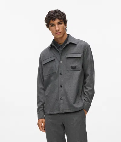 Karl Lagerfeld Chest Pockets Overshirt In Gray