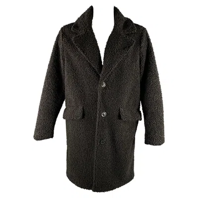 Pre-owned Karl Lagerfeld Chest Size L Black Faux Fur Boucle Polyester Overcoat