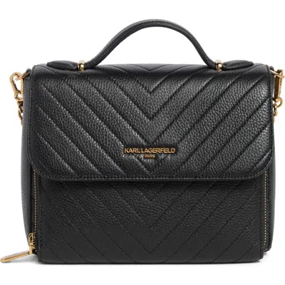 Karl Lagerfeld Chevron Convertible Top Handle Bag In Black