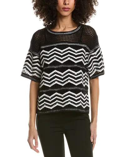 Karl Lagerfeld Chevron Knit Sweater In Black