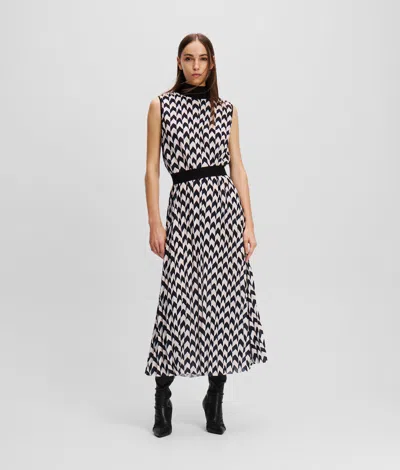 KARL LAGERFELD CHEVRON PLEATED DRESS