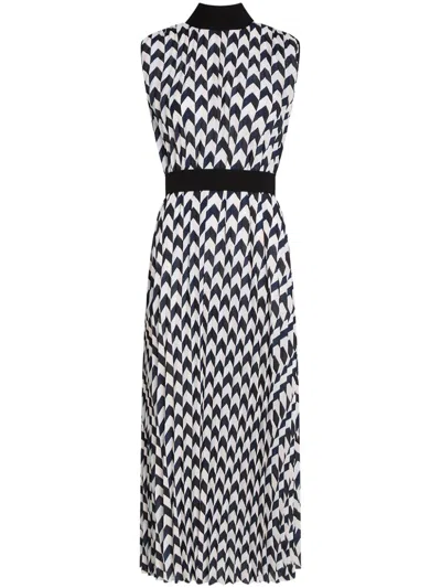 Karl Lagerfeld Chevron-print Pleated Dress In Schwarz