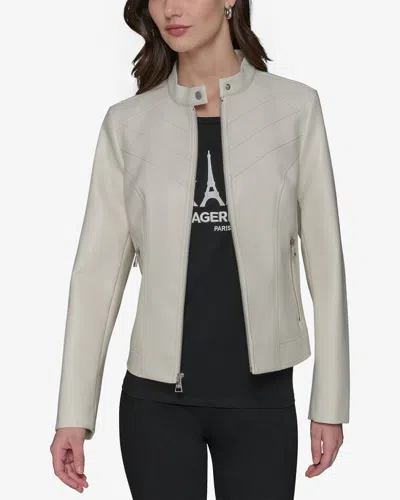 Karl Lagerfeld Chevron Scuba Jacket In White