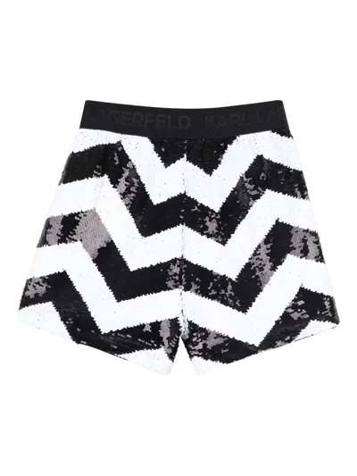 Karl Lagerfeld Chevron Sequin-embellished Shorts In Multi