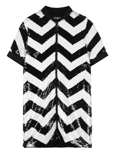 Karl Lagerfeld Chevron Sequin-embellishment Dress In Black