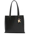 Karl Lagerfeld Chic Mini Tote Handbag With Golden Logo Pendant In Black