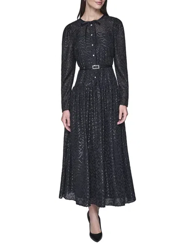 Karl Lagerfeld Chiffon Midi Dress In Black