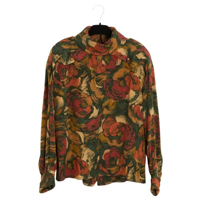 Pre-owned Karl Lagerfeld Chloe 1985s Top Fr40 Oversized Autumn Silk Blouse Uk12 Us10 Chloé  In Brown
