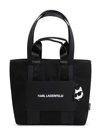 Karl Lagerfeld Kids' Choupette-appliqué Tote Bag In Black