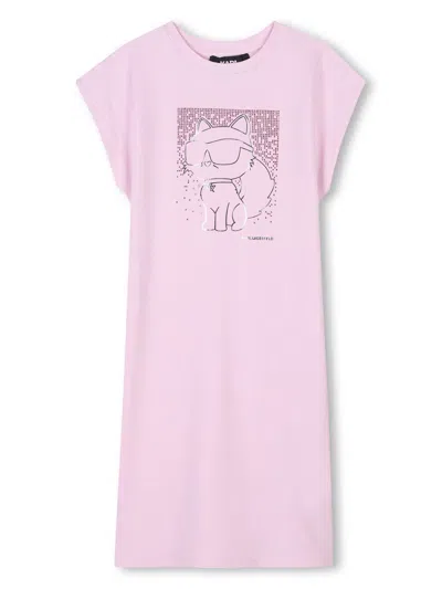 Karl Lagerfeld Kids' Choupette Dress In Pink