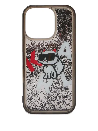 Karl Lagerfeld Choupette Glitter Iphone 16 Pro Case In Black