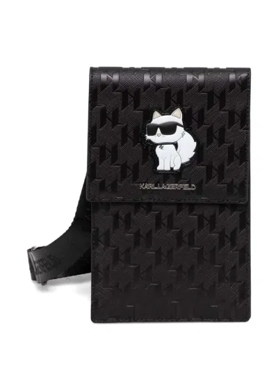 Karl Lagerfeld Choupette Monogram-embossed Phone Case In Black