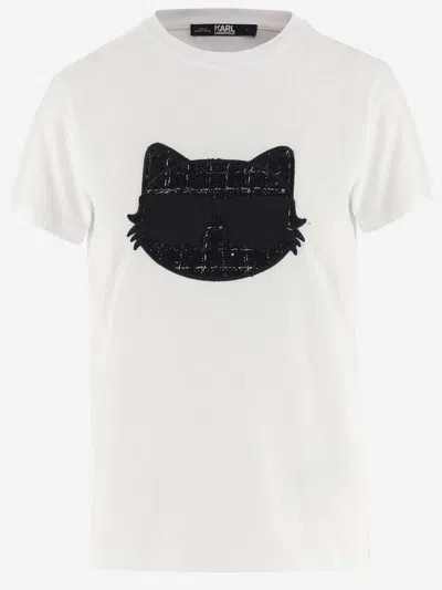 Karl Lagerfeld Choupette Patch Crewneck T In White