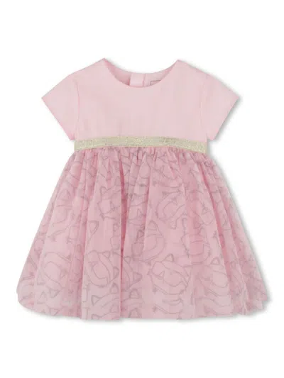 Karl Lagerfeld Babies' Choupette-print Dress In Pink