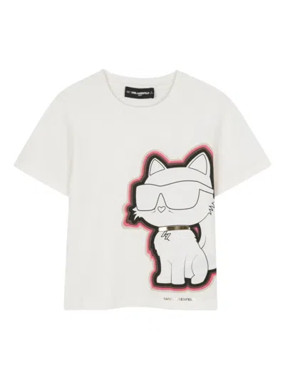 Karl Lagerfeld Kids' Choupette-print T-shirt In White