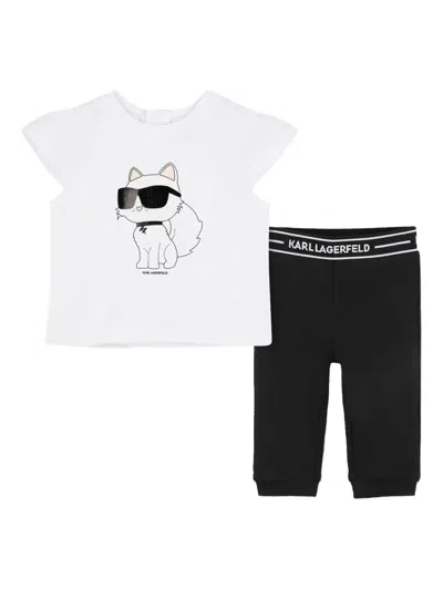 Karl Lagerfeld Babies' Choupette Print Trouser Set In White