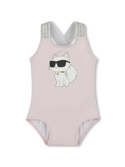 Karl Lagerfeld Babies' Choupette Swimsuit In Pink