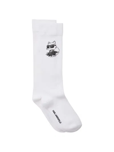 Karl Lagerfeld Kids' Choupette-embellishment Socks In White