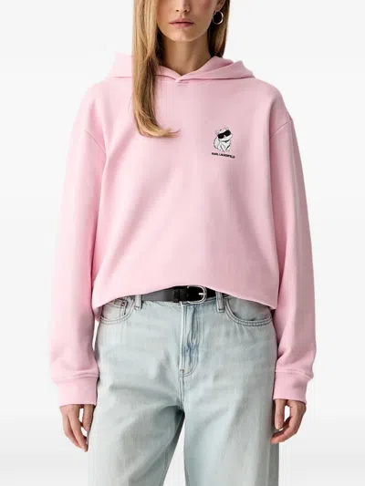 Karl Lagerfeld Choupette-print Hoodie In Pink