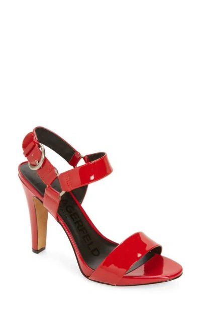 Karl Lagerfeld Cieone Ankle Strap Sandal In Engine Red