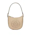 Karl Lagerfeld Circle Moon Sand Bag With Perforated Logo In Nude