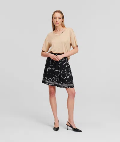 Karl Lagerfeld Circle Pleated Mini Skirt In Black