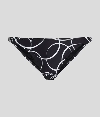 Karl Lagerfeld Circle Print Brazilian Bikini Bottoms In Black