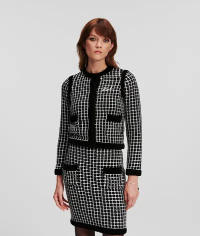 Karl Lagerfeld Classic Bouclé Cardigan In Black