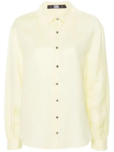Karl Lagerfeld Classic-collar Buttoned Shirt In Yellow