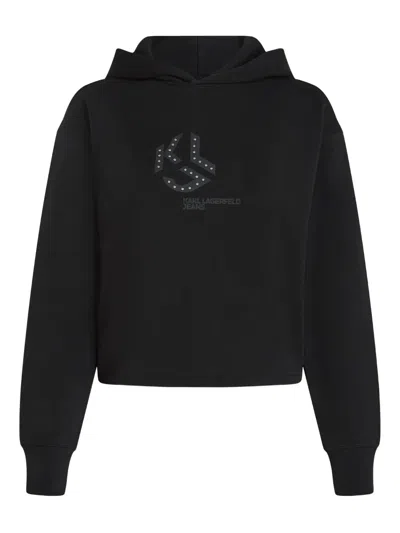Karl Lagerfeld Classic Fit Sweatshirt With Ribbed Cuffs And Hem In Black