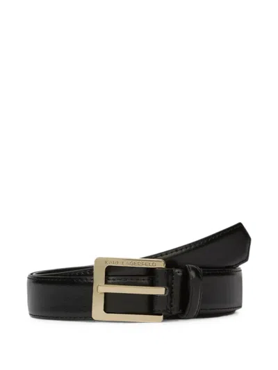 Karl Lagerfeld Classic Leather Belt In Black