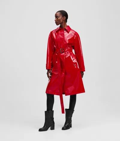 Karl Lagerfeld Coated Trench Coat In Red