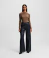 Karl Lagerfeld Coated Wide-leg Jeans In Black