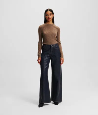 Karl Lagerfeld Coated Wide-leg Jeans In Black