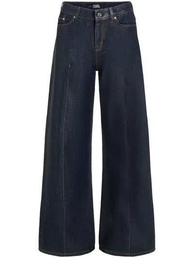 Karl Lagerfeld Coated Wide-leg Jeans In Schwarz