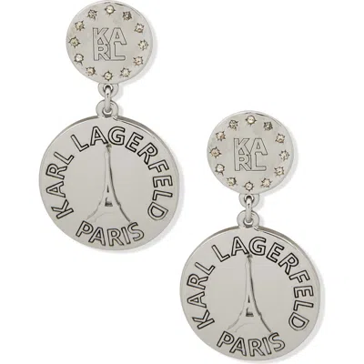 Karl Lagerfeld Coin Logo Drop Earrings
