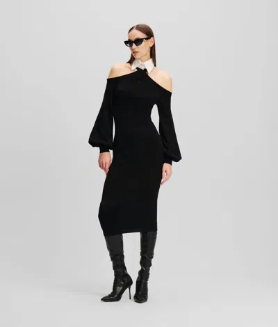 Karl Lagerfeld Cold-shoulder Midi Dress