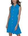 Karl Lagerfeld Collared A Line Dress In Frnch Blue