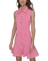 Karl Lagerfeld Collared A Line Dress In Pink Sherbert