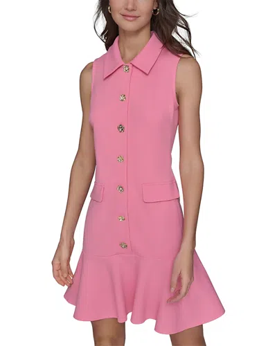 Karl Lagerfeld Collared A Line Dress In Lt,paspink